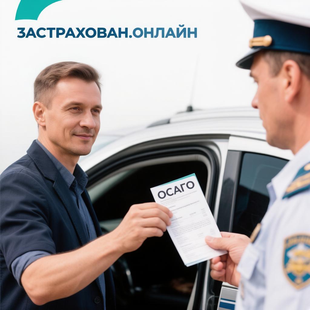 Водитель предъявляет распечатанный полис ОСАГО сотруднику ГИБДД